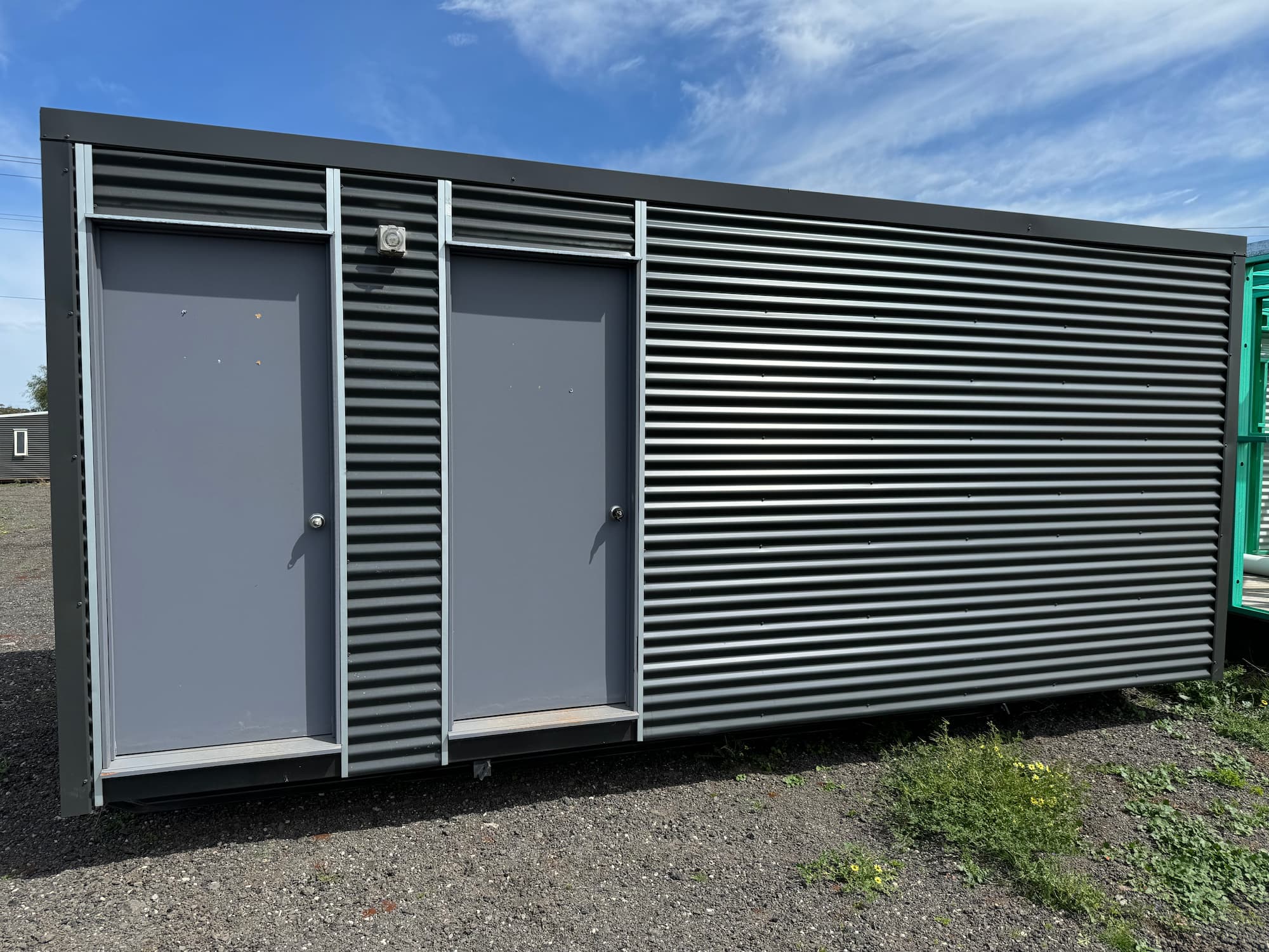 Site shed with two doors